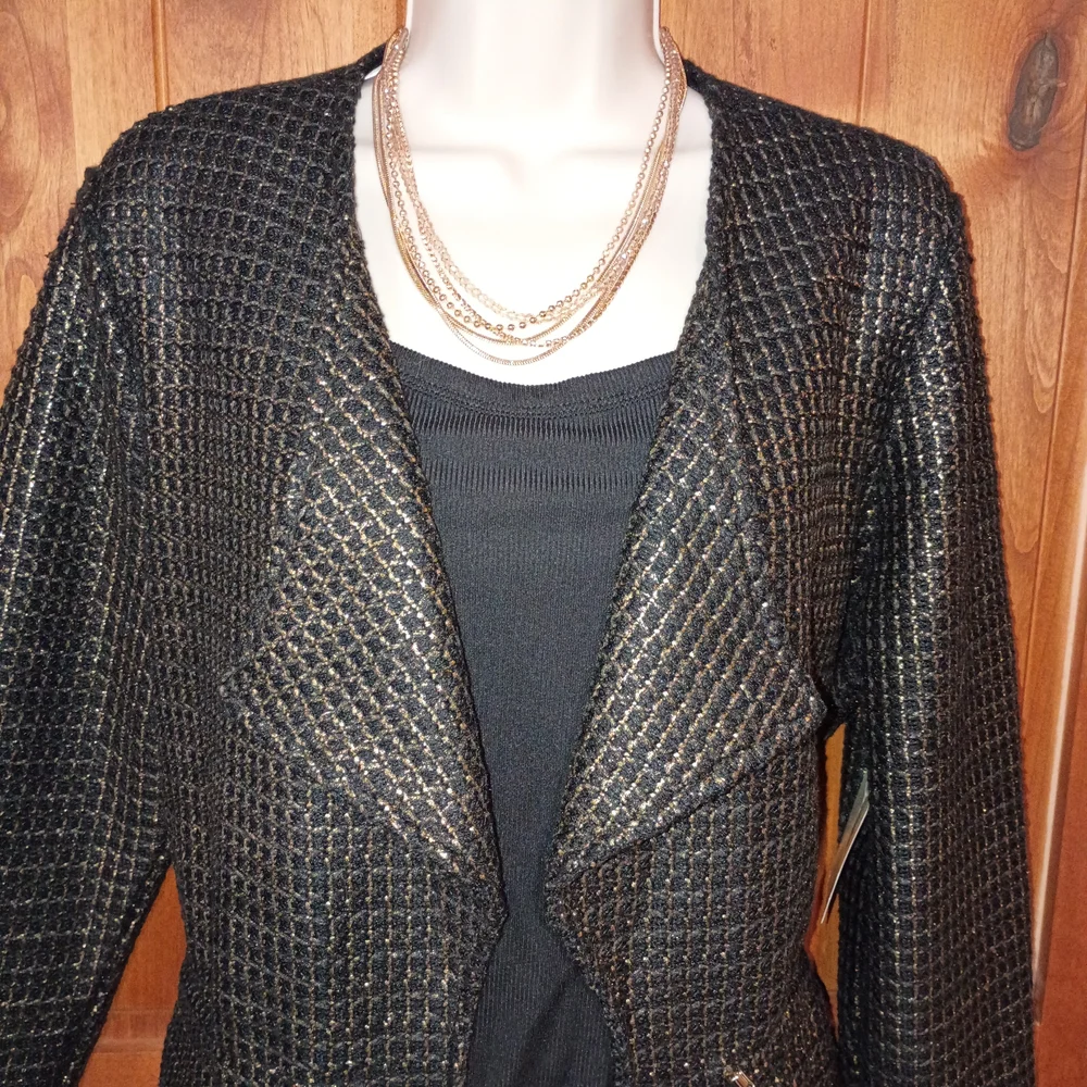 Rafaella Black and Gold‎ Textured Blazer